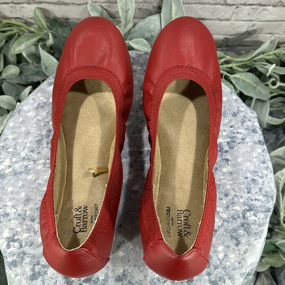 Croft & Barrow Elm Red Round Toe Elastic Scrunch Flats Women’s 9.5M❤️NWOT❤️ - Picture 7 of 9